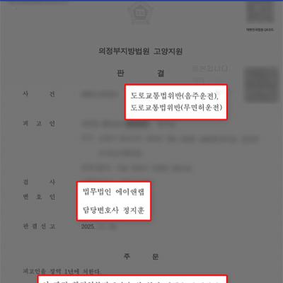 [형사] 음주2진+무면허운전(무면허음주운전), 변호인 조력으로 집행유예 이끌어내